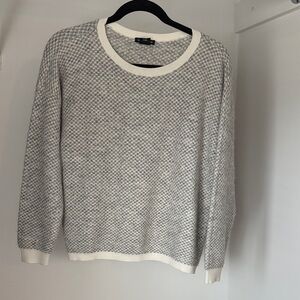 Club Monaco Textured Gray and Cream Crewneck Sweater